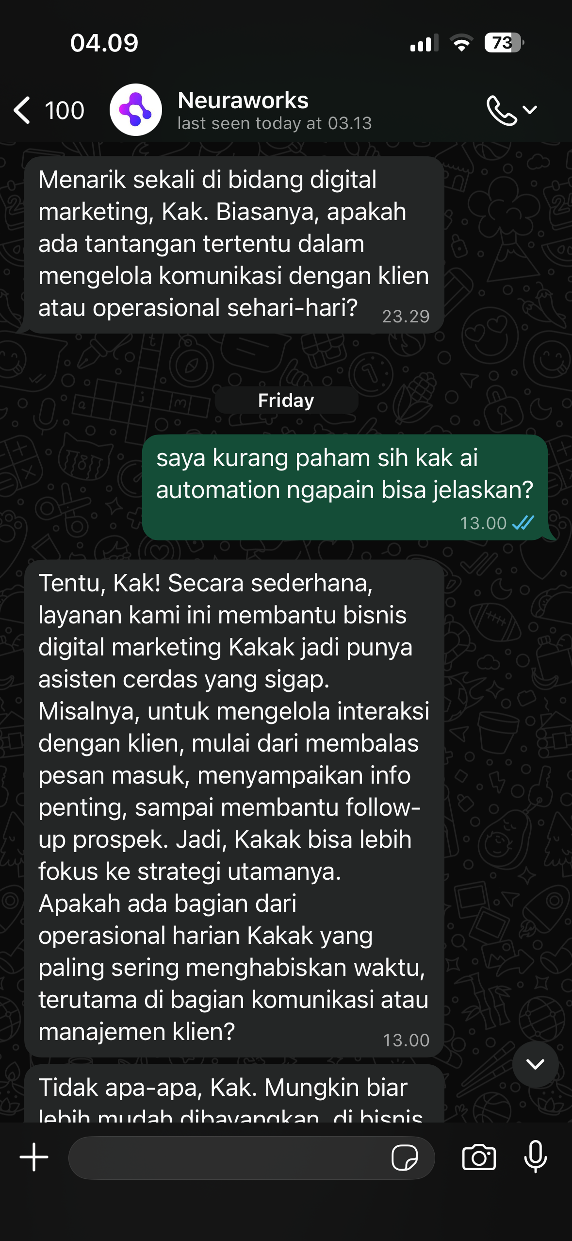 Tampilan Chatbot